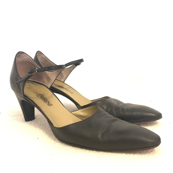 Yves St Laurent YSL Vintage Black Leather Heels418 - Picture 1 of 13
